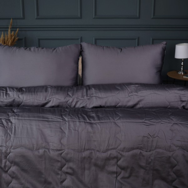 Фото - Ковдра дитяча літо MirSon №2996 110х140 Line Satin Premium 0240 Iron grey Bamboo + 2 наволочки 50х70 (2200010979589)